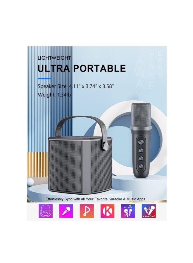 جهاز كاريوكي مزود بتقنية بلوتوث، وميكروفونات، ونظام صوتي محمول، ومكبر صوت - مجموعة كاريوكي لاسلكية، نظام كاريوكي بتقنية بلوتوث للغناء والحفلات والمناسبات (أسود) - Image 2